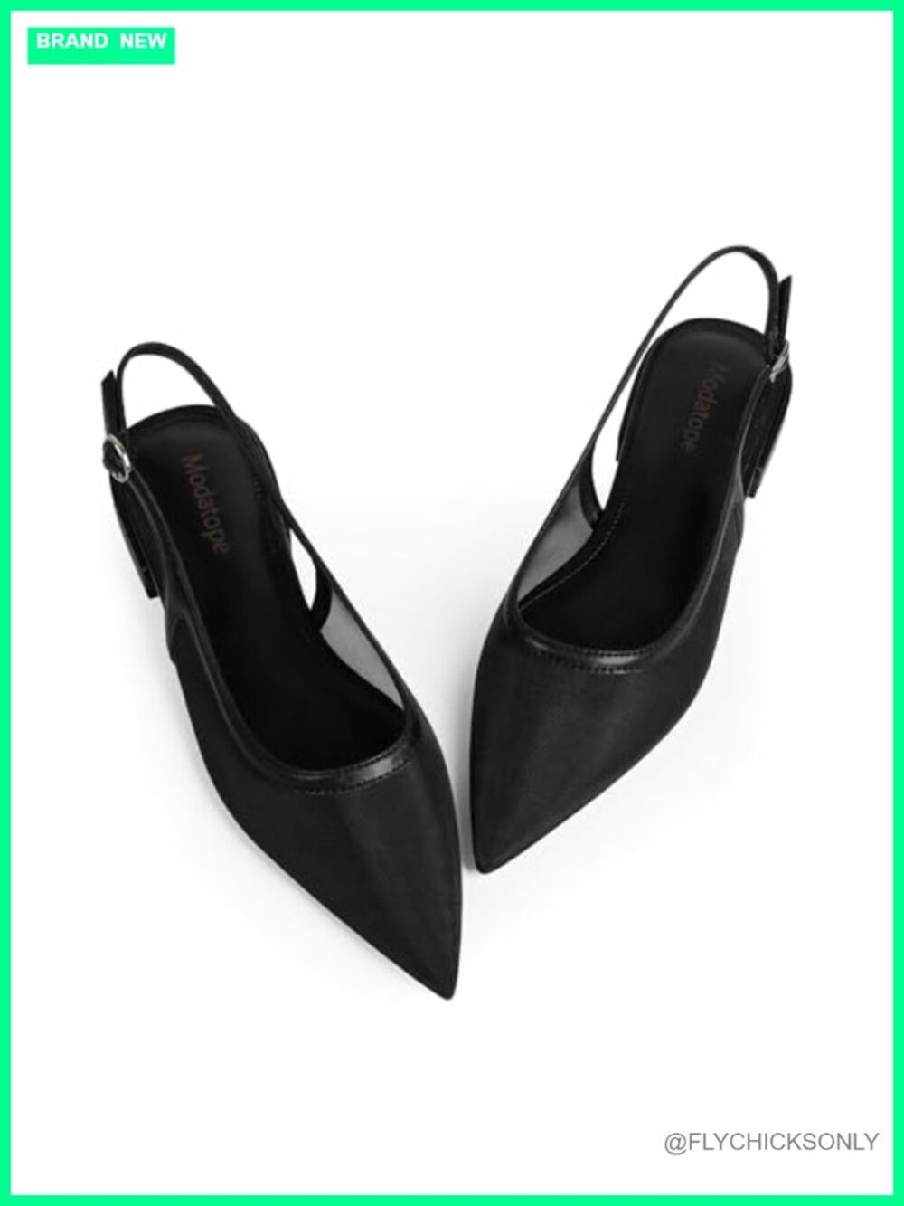 Pointed Toe Slingback Flats Low Heel Dress Shoes